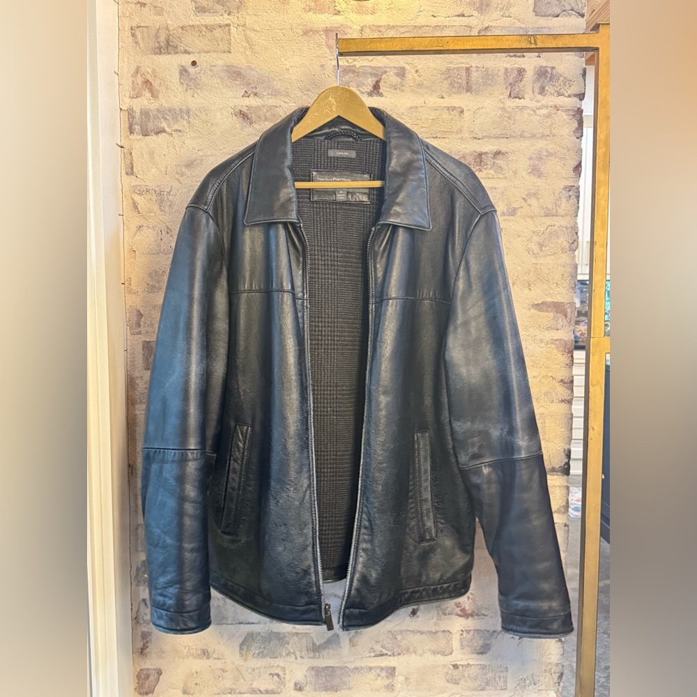 Preloved Perry Ellis Black Lambskin Bomber Jacket
